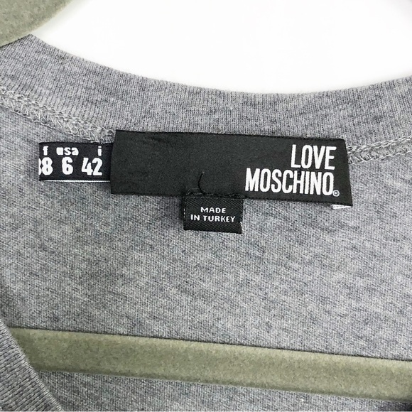 LOVE Moschino gray graphic T-shirt - Picture 8 of 10